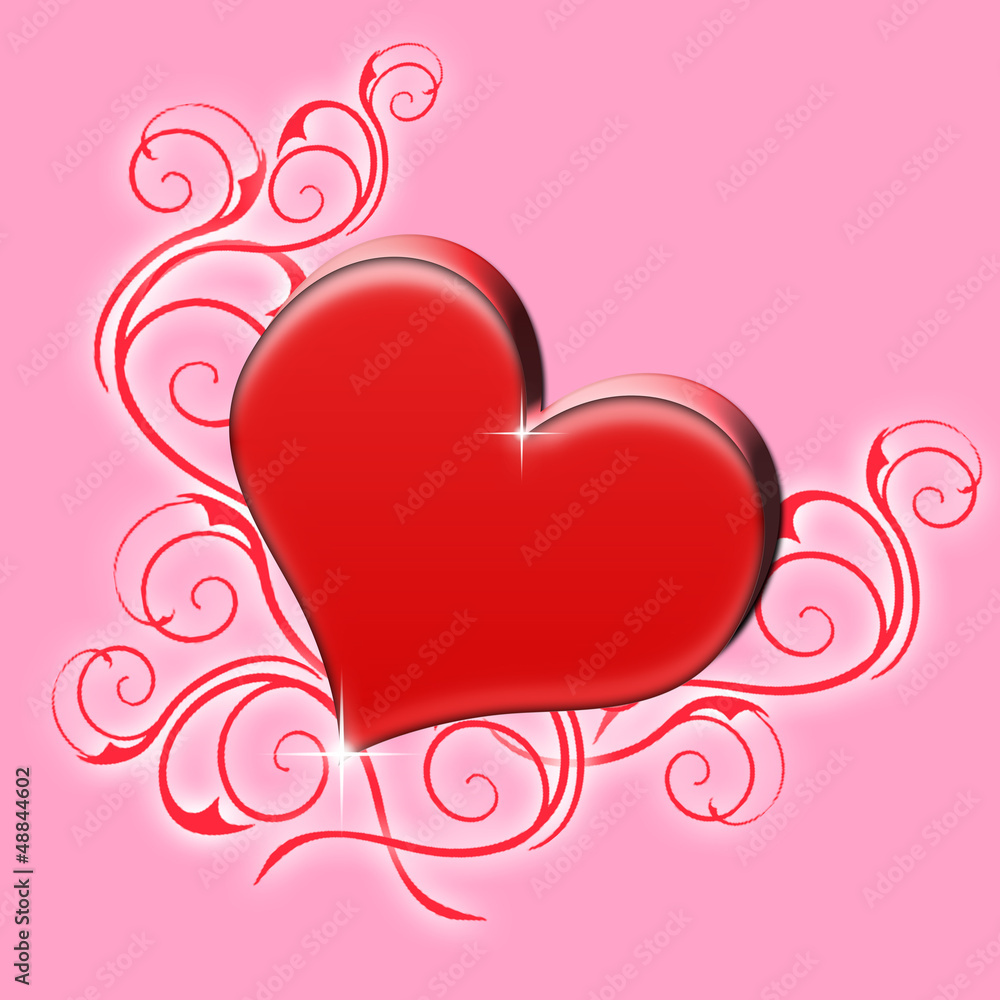 red heart on a pink background