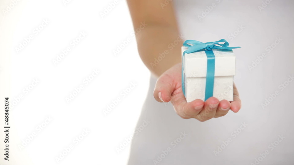 Present or gift box in female hands Present or gift box in female hands