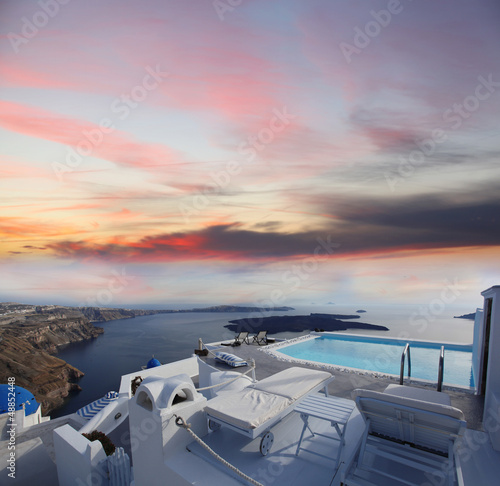 Santorini with luxury swimming pool in Greece