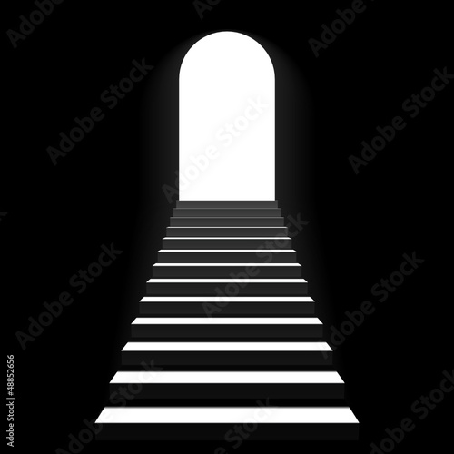 Staircase to arch door