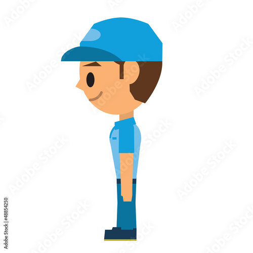 配達員　横向き