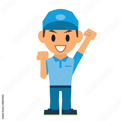 配達員　ガッツポーズ