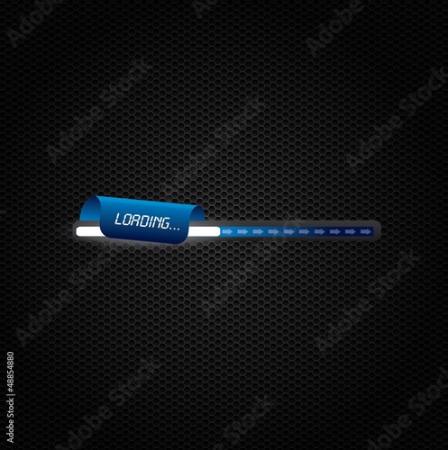 Blue progress bar with light and label on dark background
