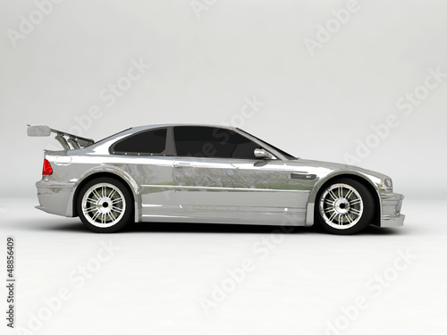 3D Sportcar isolated on gray background
