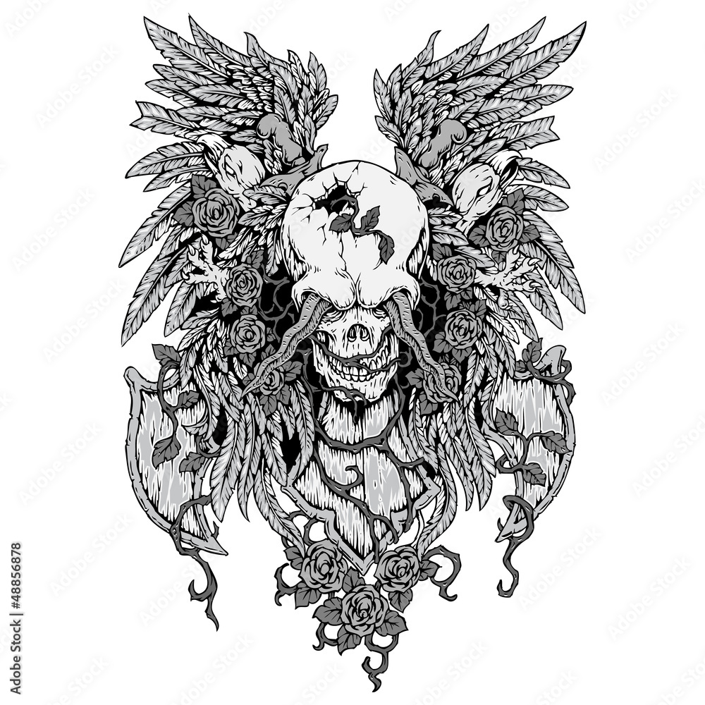 Fototapeta premium T-Shirt Print Totenkopf