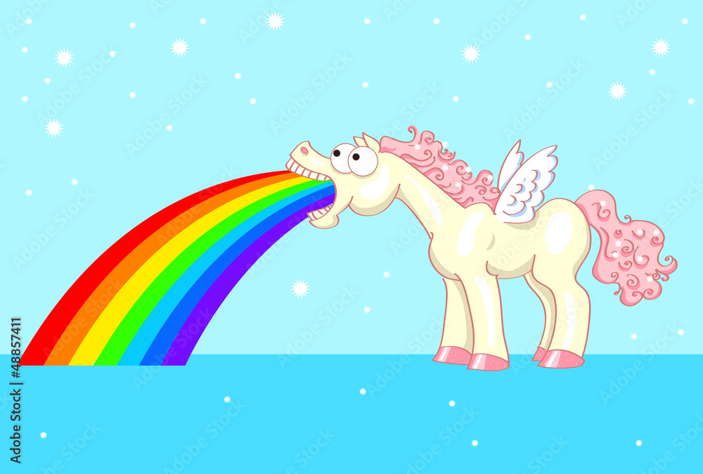 pony with wings and a rainbow pony with wings and a rainbow