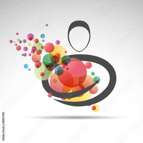 Vector man with circles background