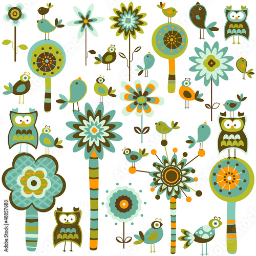 retro style elements;  flow...