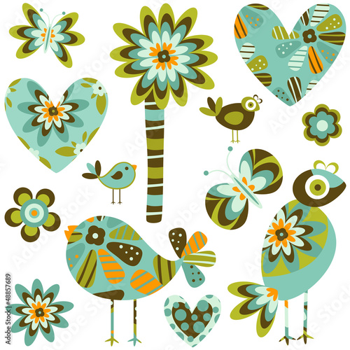 retro style elements;  flow...