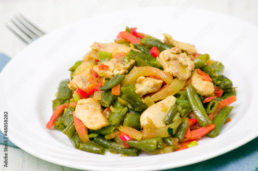 Fresh Green Beans Cooked with chicken and vegetables Fresh Green Beans Cooked with chicken and vegetables
