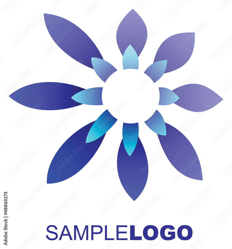 Blue flower logo, with light 3d warp Blue flower logo, with light 3d warp