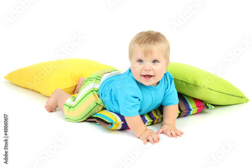 Little boy and color pillow...