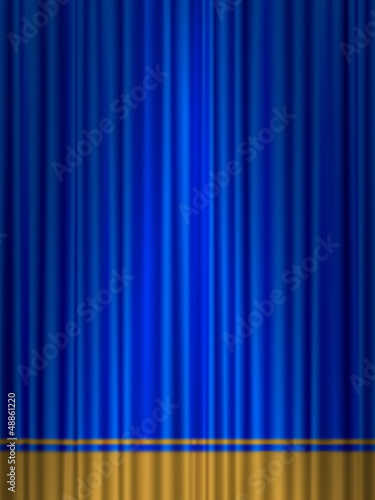 theatre blue gold curtain