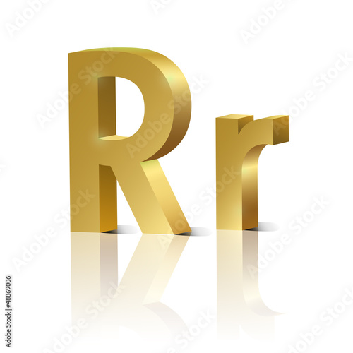 Vector letter R of golden design alphabet