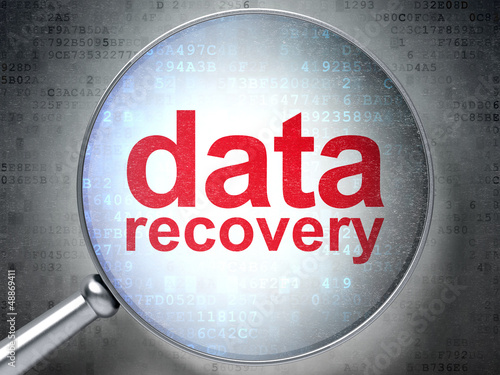 Information concept: optical glass with words Data Recovery photo