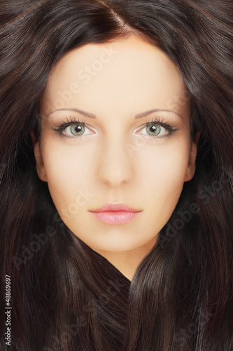 Wallpaper Mural Beautiful woman with healthy hair, beauty salon background Torontodigital.ca