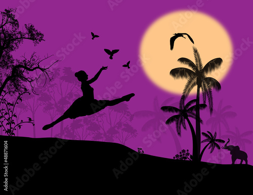 Girl releasing  dove  in sky