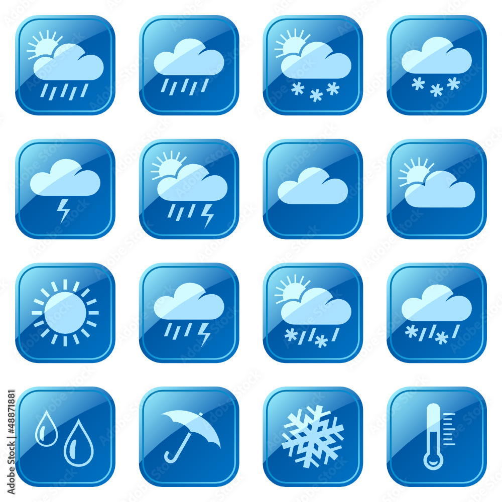 Weather blue icons set Weather blue icons set