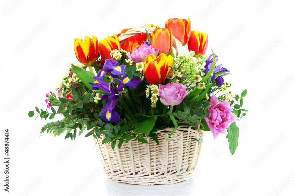 Beautiful bouquet in wattled basket