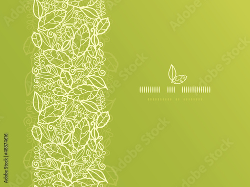 Vector green lace leaves vertical seamless pattern background