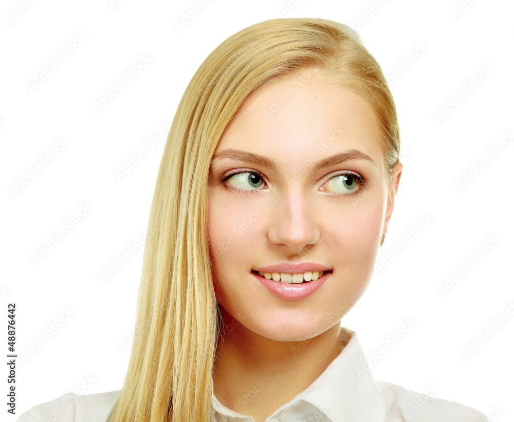 A beautiful woman, portrait isolated on white background A beautiful woman, portrait isolated on white background