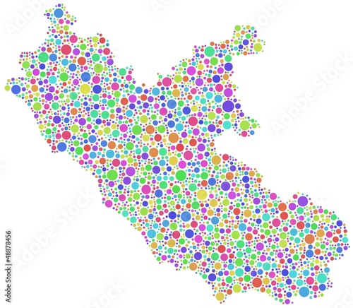 Map of Lazio - Italy - in a mosaic of harlequin bubbles