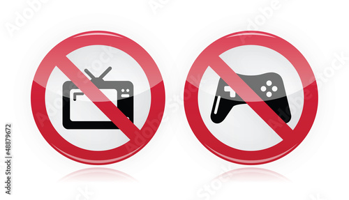 No computer games, no tv warning signs - vector