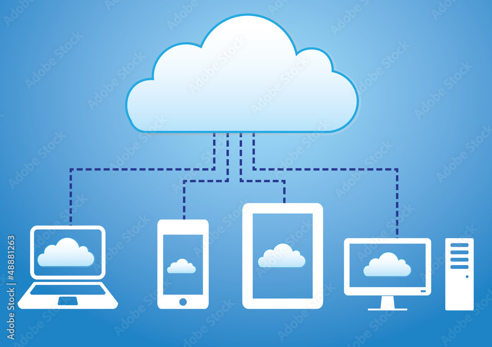Cloud computing concept. Various devices connected to Cloud Cloud computing concept. Various devices connected to Cloud