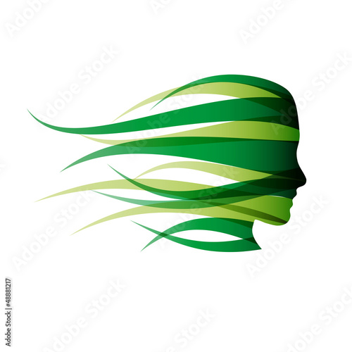 Logo green girl in the wind # Vector