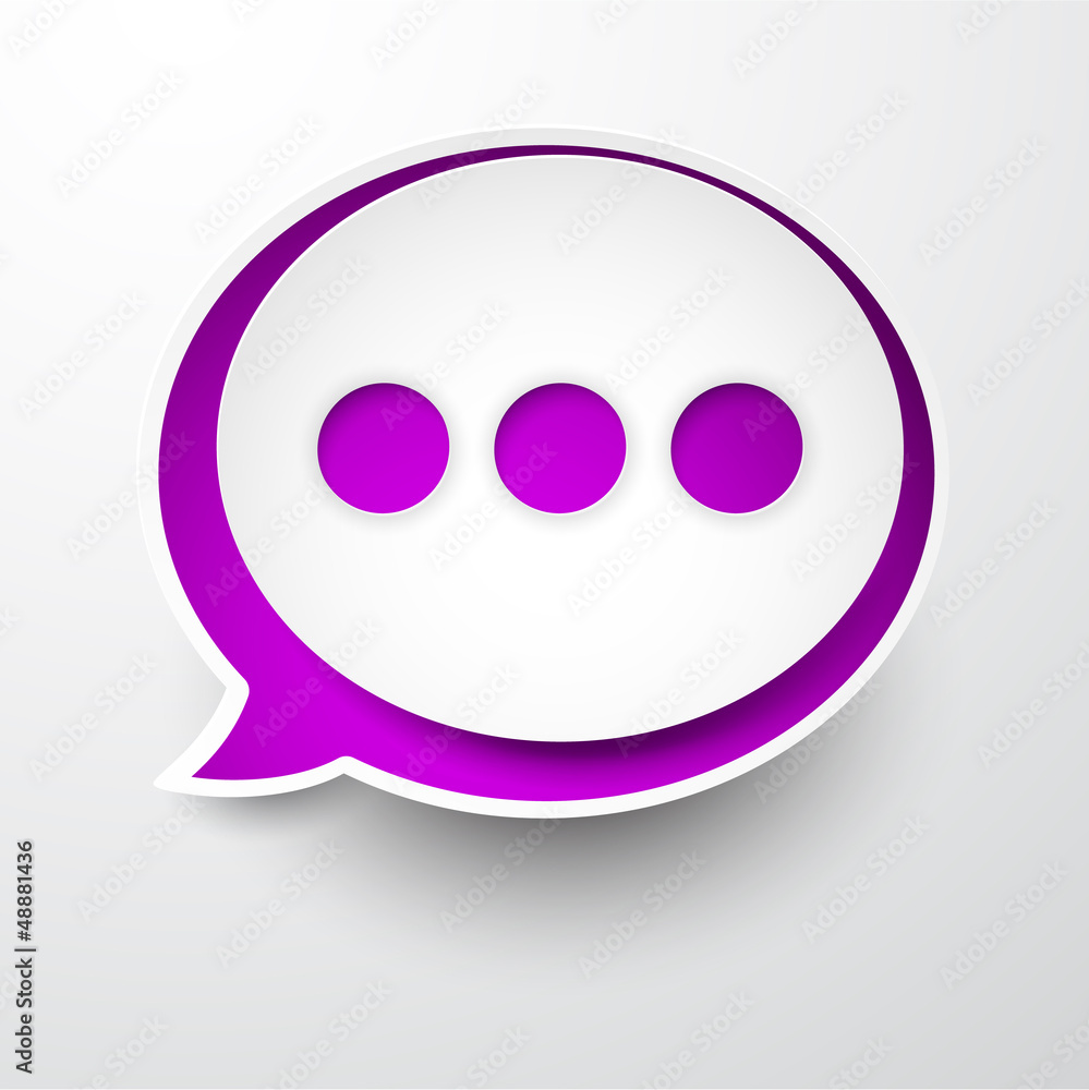 Paper white-purple round speech bubble. Paper white-purple round speech bubble.