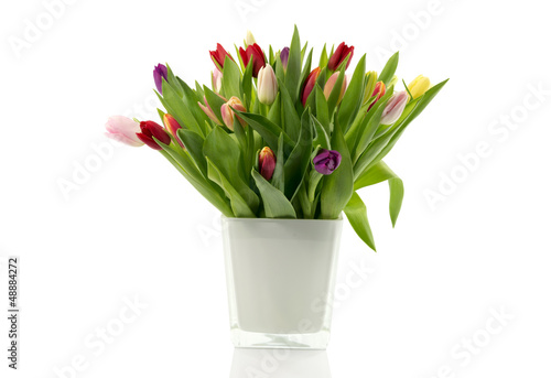 Fototapeta Naklejka Na Ścianę i Meble -  bouquet of tulips in white vase