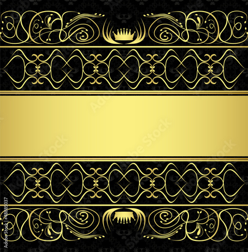 Seamless pattern and gold ornaments. vector