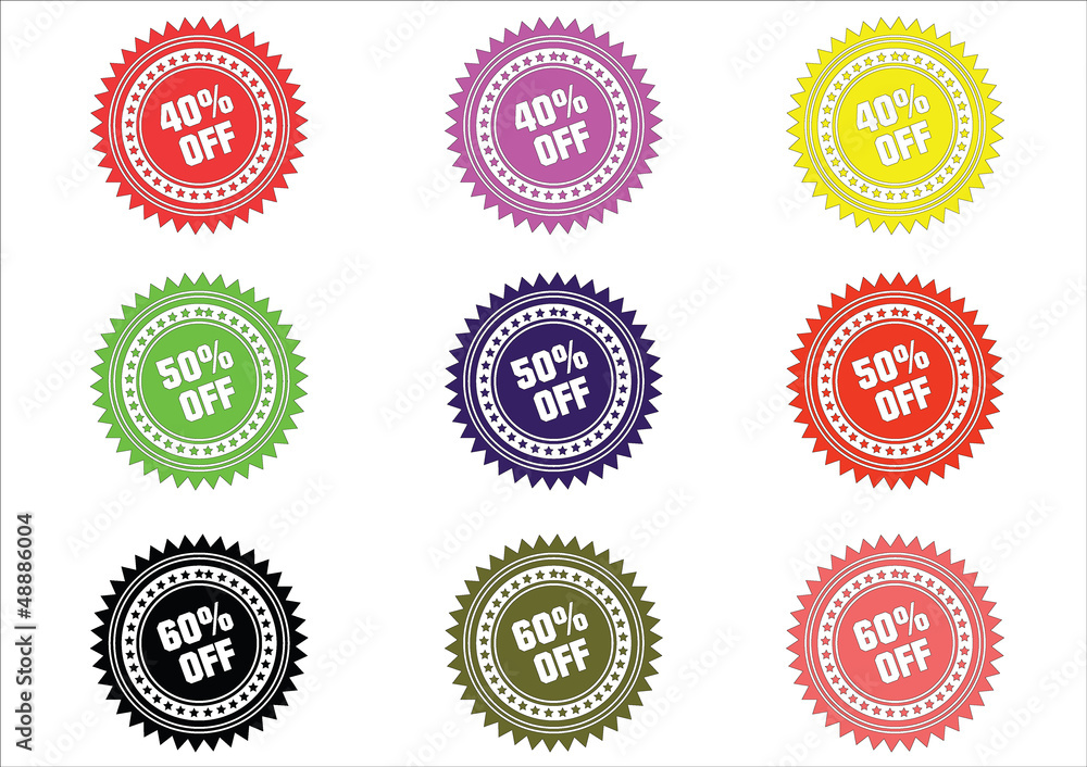 COLORFUL PERCENT OFF ICONS 40 50 60 COLORFUL PERCENT OFF ICONS 40 50 60