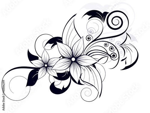 floral design element with swirls for spring