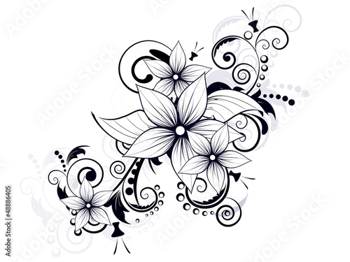 floral design element with swirls for spring