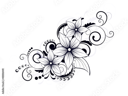 floral design element with swirls for spring