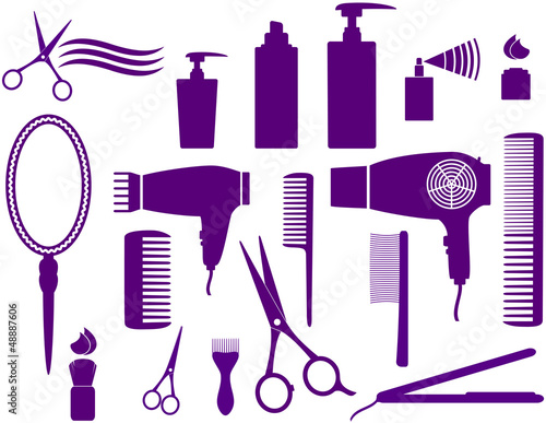set of hairstyling objects