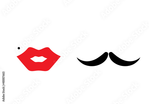Lips, heart, mustache