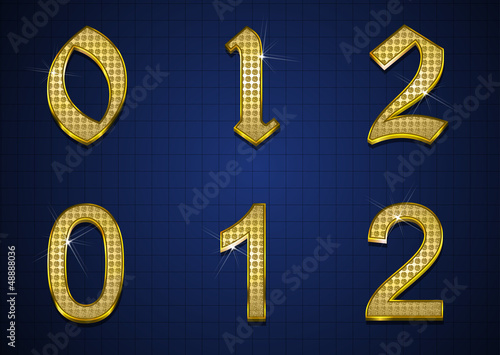 Luxurious number with gold diamonds