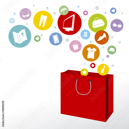 Shopping bag and fashion icon design