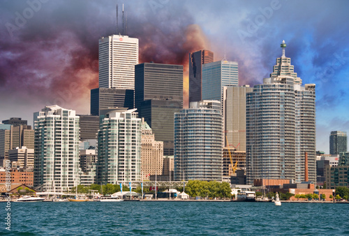 Photography Toronto. Beautiful view of city skyline from Lake Ontario
