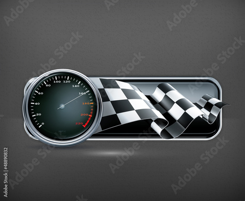 Racing banner with speedometer