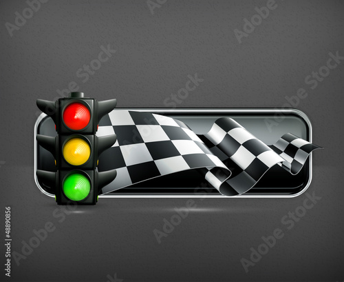 Racing banner with traffic lights