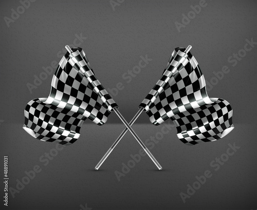 Two crossed checkered flags