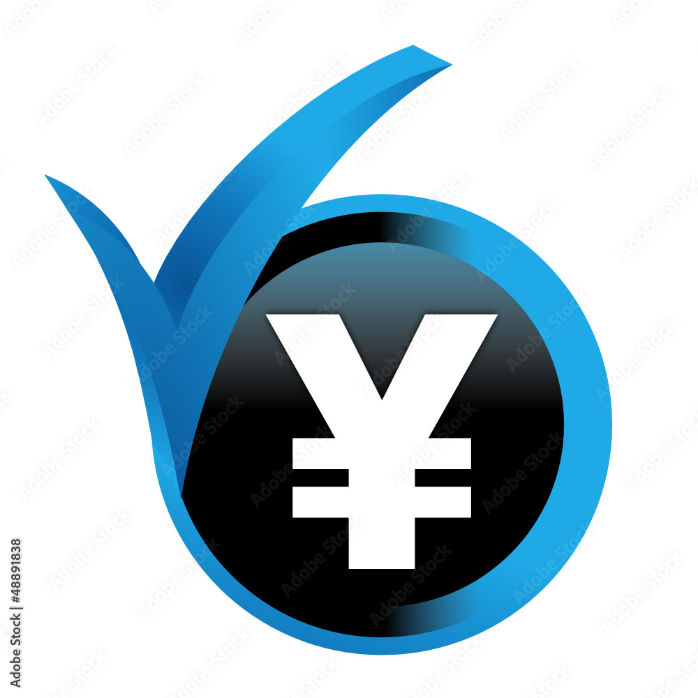 Obraz premium yen sur bouton validé bleu