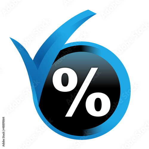 pourcentage sur bouton validé bleu