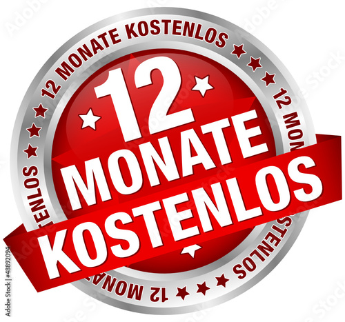 Button Banner "12 Monate kostenlos" rot/silber