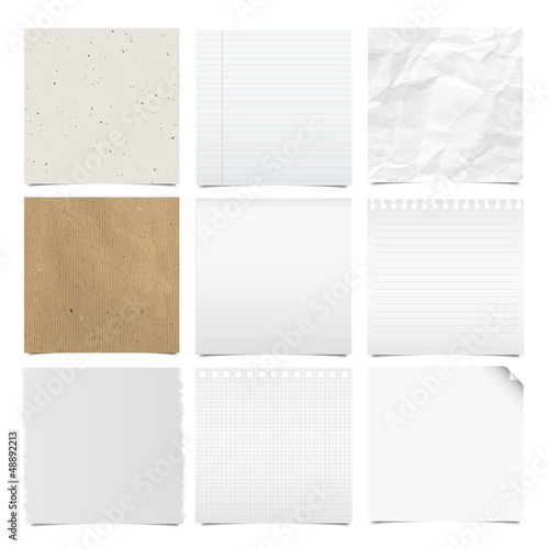 Collection of note papers background.