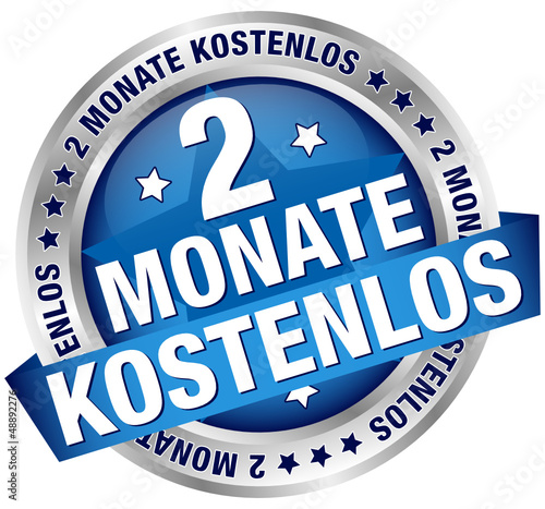 Button Banner "2 Monate kostenlos" blau/silber