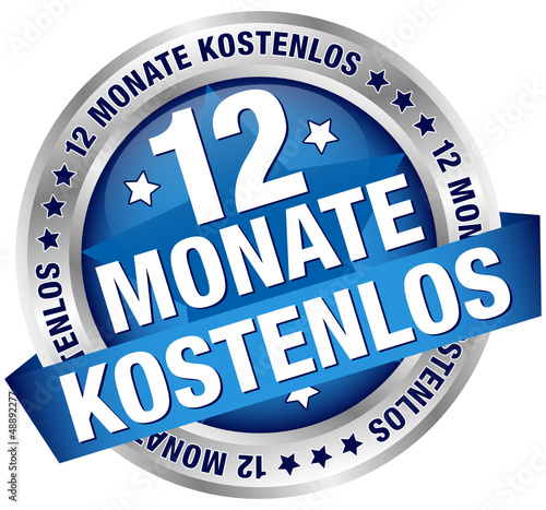 Button Banner "12 Monate kostenlos" blau/silber